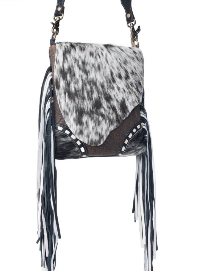 Myra Corral Tempo Leather Conceal Carry Fringe Tassel Calf Hair Hairon Crossbody
